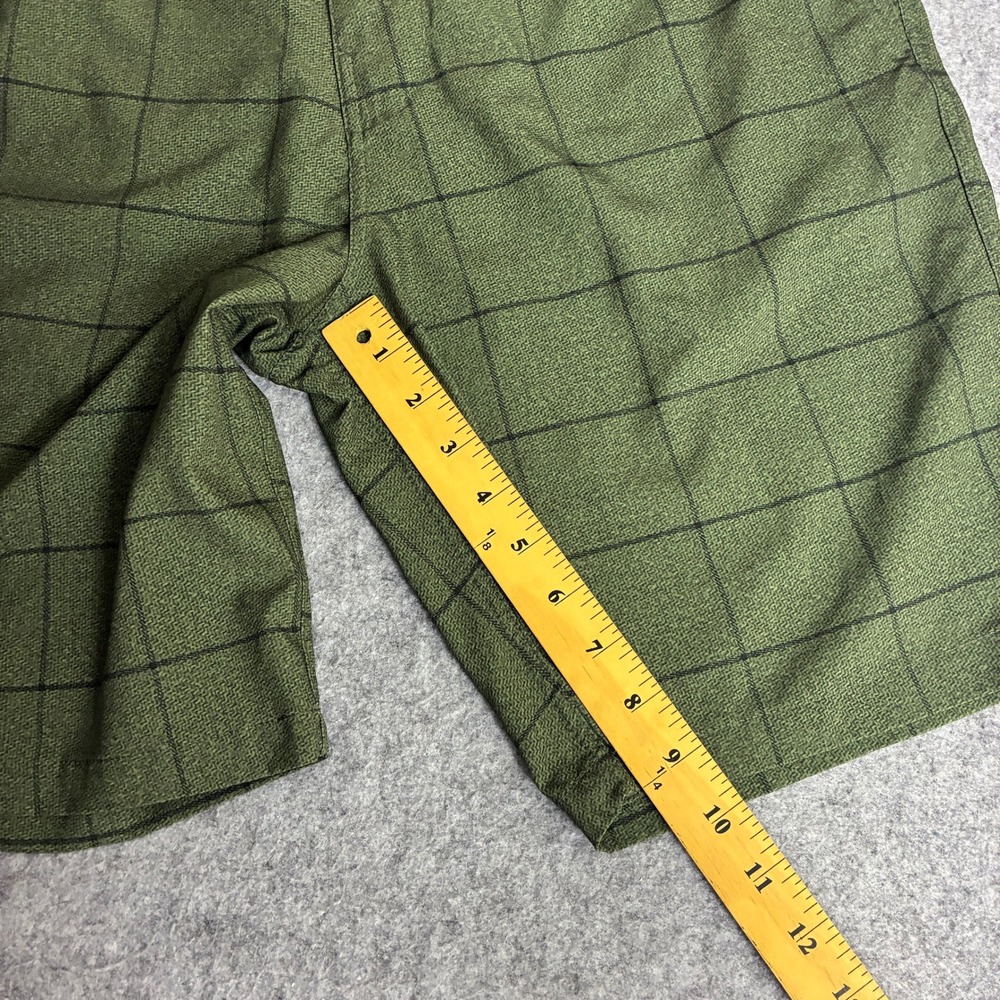 Hurley Mens Size 32x9 Hybrid Walk Shorts Olive Green Windowpane Grid Beach Skate - Picture 4 of 8